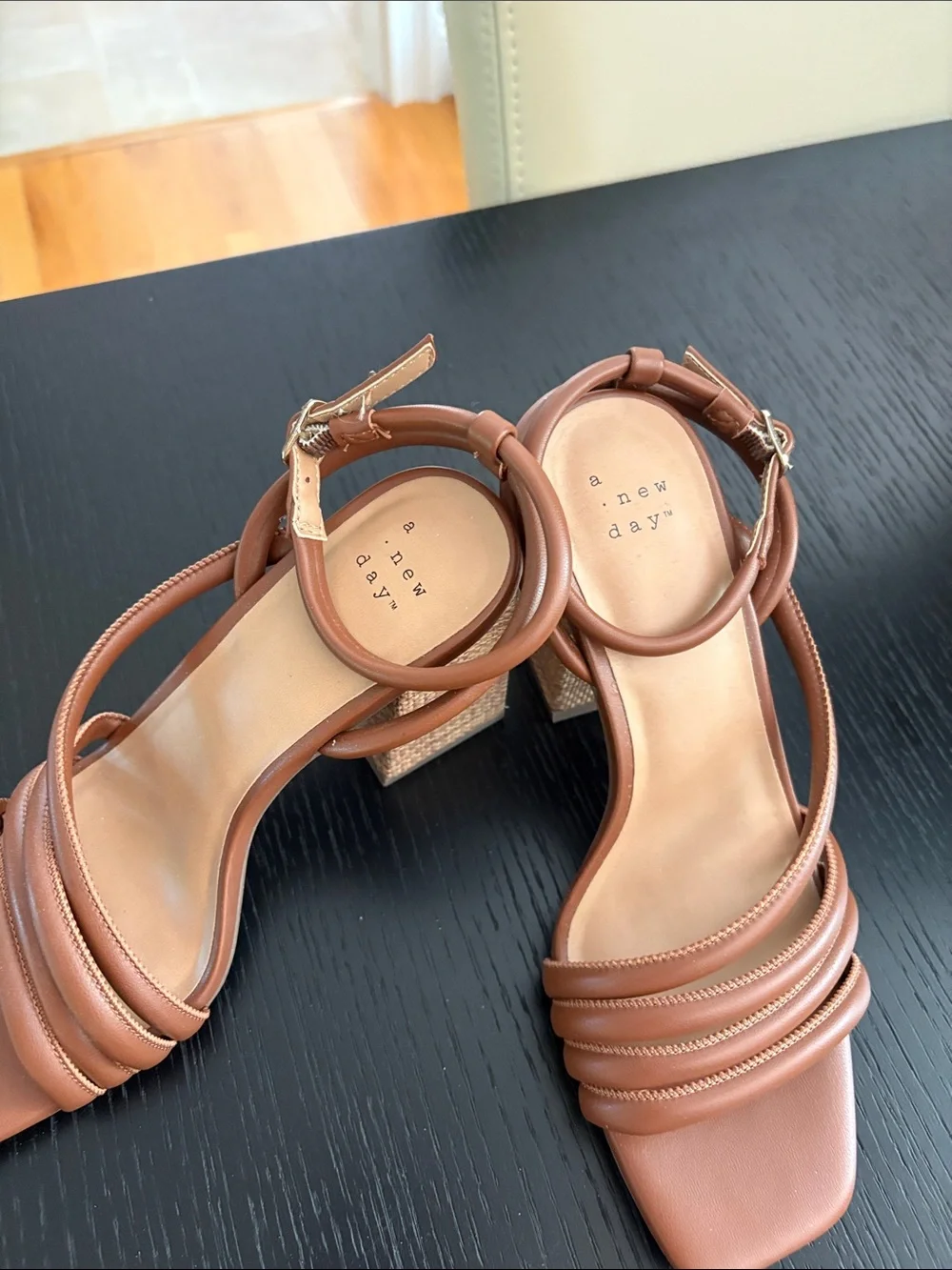 a new day Brown Strappy Block Heel Sandals
